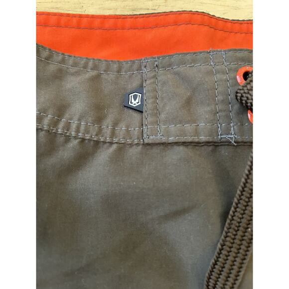 Y2K Red Sand Board Shorts Brown Hawaiian Swim Trunks Beach Surf Men’s 36 VTG - Picture 11 of 11